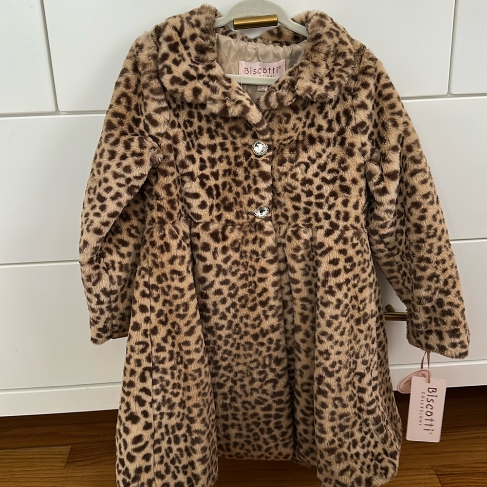 NWT Biscotti toddler faux fur leopard coat